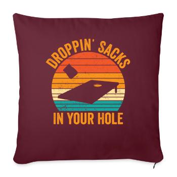 Drôle de trou de maïs Cornhole Retro - Housse de coussin décorative 45 x 45 cm - bordeaux - Devant