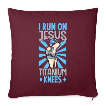 Je cours avec Jésus et mes genoux de Titan - Housse de coussin décorative 45 x 45 cm - bordeaux - Devant