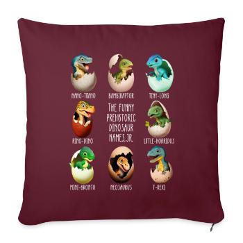 Bébé dinos dans l’œuf - Housse de coussin décorative 45 x 45 cm - bordeaux - Devant