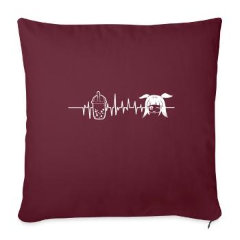 Bubble Tea Anime Heartbeat - Housse de coussin décorative 45 x 45 cm - bordeaux - Devant