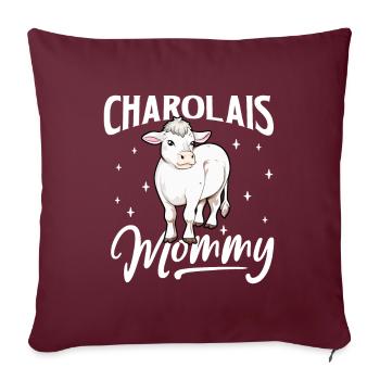 Charolais Mommy - Charolais Rind - Sofakissenbezug 45 x 45 cm - Burgunderrot - Vorne
