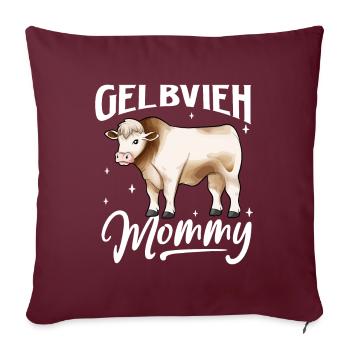 Gelbvieh Mommy - Gelbvieh Rind - Sofakissenbezug 45 x 45 cm - Burgunderrot - Vorne