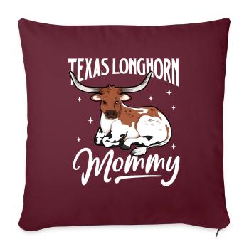 Texas Longhorn Mommy - Texas Longhorn Rind - Sofakissenbezug 45 x 45 cm - Burgunderrot - Vorne