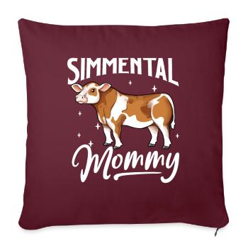 Simmental Mommy - Simmental Rind - Sofakissenbezug 45 x 45 cm - Burgunderrot - Vorne