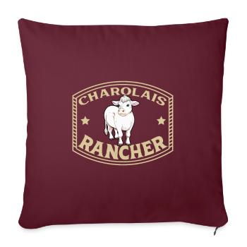 Charolaise Rind - Charolais Rancher - Sofakissenbezug 45 x 45 cm - Burgunderrot - Vorne