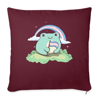 Fierté transgenre Grenouille drapeau trans LGBTQ subtile - Housse de coussin décorative 45 x 45 cm - bordeaux - Devant