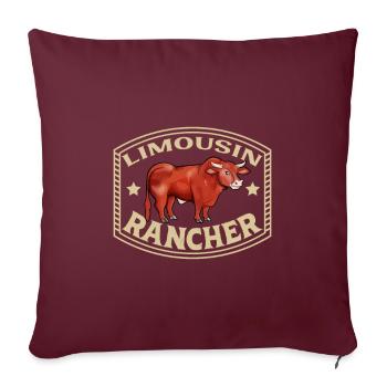 Limousin Rind - Limousin Rancher - Sofakissenbezug 45 x 45 cm - Burgunderrot - Vorne