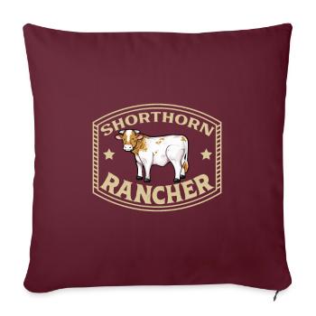Fleischshorthorn Rind - Shorthorn Rancher - Sofakissenbezug 45 x 45 cm - Burgunderrot - Vorne