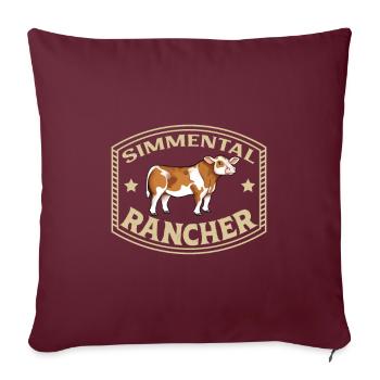 Fleckvieh Rind - Simmental Rancher - Sofakissenbezug 45 x 45 cm - Burgunderrot - Vorne