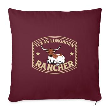 Longhorn Rind - Texas Longhorn Rancher - Sofakissenbezug 45 x 45 cm - Burgunderrot - Vorne
