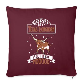 Pas d’humeur - Texas Longhorn - Housse de coussin décorative 45 x 45 cm - bordeaux - Devant