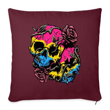 Pansexual Pride Pan Flag Skull Roses Subtil LGBTQ - Sofakissenbezug 45 x 45 cm - Burgunderrot - Vorne