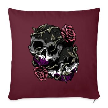 Asexual Pride Ace Flag Skull Roses Subtile LGBTQ - Sofakissenbezug 45 x 45 cm - Burgunderrot - Vorne