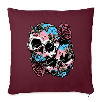 Transgender Stolz Trans Flagge Totenkopf Rosen Sub - Sofakissenbezug 45 x 45 cm - Burgunderrot - Vorne