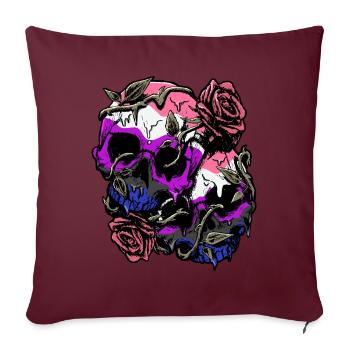 Gender Fluid Stolz Flagge Schädel Rosen Subtil LGB - Sofakissenbezug 45 x 45 cm - Burgunderrot - Vorne