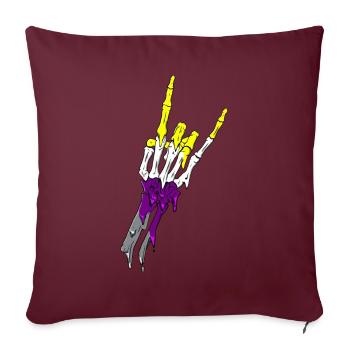 Non Binary Pride Flag Devil Horn Skeleton Subtle - Sofakissenbezug 45 x 45 cm - Burgunderrot - Vorne