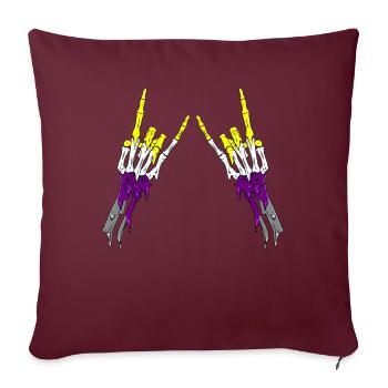 Non Binary Pride Flag Devil Horn Skeleton Subtle - Sofakissenbezug 45 x 45 cm - Burgunderrot - Vorne