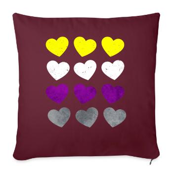 Nicht binär Stolz Flagge Herzen Subtil LGBTQ - Sofakissenbezug 45 x 45 cm - Burgunderrot - Vorne