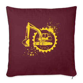 Gelber Bagger Kinder Jungen Mädchen - Sofakissenbezug 45 x 45 cm - Burgunderrot - Vorne