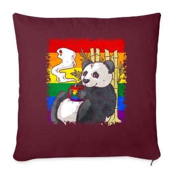 Homosexuell Stolz Regenbogen Flagge Panda Kaffee S - Sofakissenbezug 45 x 45 cm - Burgunderrot - Vorne