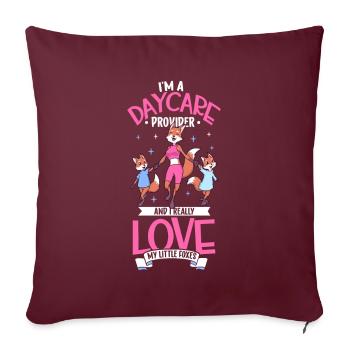 J’aime vraiment mes petits renards - Tagesmutter - Housse de coussin décorative 45 x 45 cm - bordeaux - Devant