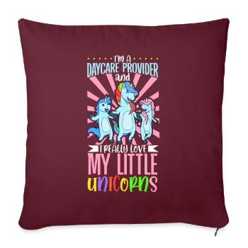 J’aime vraiment mes petites licornes - Tagesmutter - Housse de coussin décorative 45 x 45 cm - bordeaux - Devant