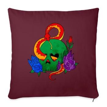 Gay Pride Rainbow Flag Skull Snake - Housse de coussin décorative 45 x 45 cm - bordeaux - Devant