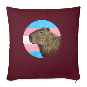 Transgender Stolz Trans Flagge Capybara Sublte LGB - Sofakissenbezug 45 x 45 cm - Burgunderrot - Vorne