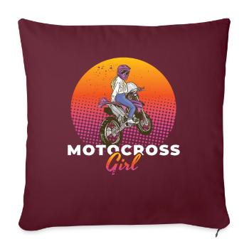 Motocross Fille Moto Motard Vélo - Housse de coussin décorative 45 x 45 cm - bordeaux - Devant
