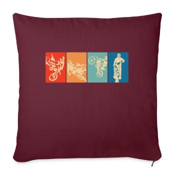 motocross rétro moto motard - Housse de coussin décorative 45 x 45 cm - bordeaux - Devant