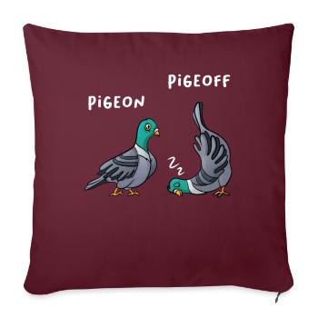 PigeON PigeOFF pigeons pigeons drôle - Housse de coussin décorative 45 x 45 cm - bordeaux - Devant