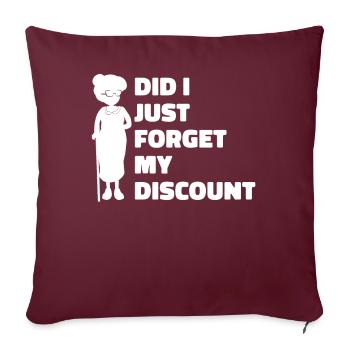 Rentner Rente Witzig Dont Forget My Discount - Sofakissenbezug 45 x 45 cm - Burgunderrot - Vorne