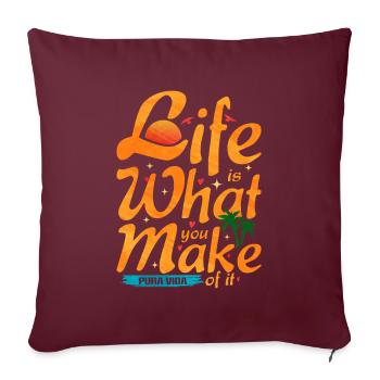 Pura Vida Lebensfroh Tropische Palmen Geschenk - Sofakissenbezug 45 x 45 cm - Burgunderrot - Vorne