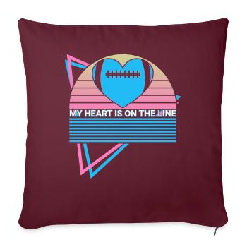 Football Lineman Retro - Housse de coussin décorative 45 x 45 cm - bordeaux - Devant