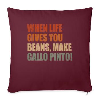 Gallo Pinto Life donne des haricots aux plats du Costa Rica - Housse de coussin décorative 45 x 45 cm - bordeaux - Devant