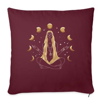 Hippie Mediation Girl Mondphasen Ästhetik - Sofakissenbezug 45 x 45 cm - Burgunderrot - Vorne