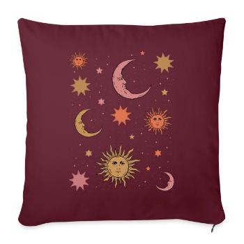 Whimsigoth Esthétique Hippie Heavenly Vintage - Housse de coussin décorative 45 x 45 cm - bordeaux - Devant