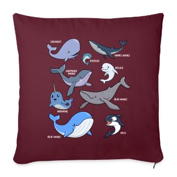 Diverses baleines kawaii - Housse de coussin décorative 45 x 45 cm - bordeaux - Devant