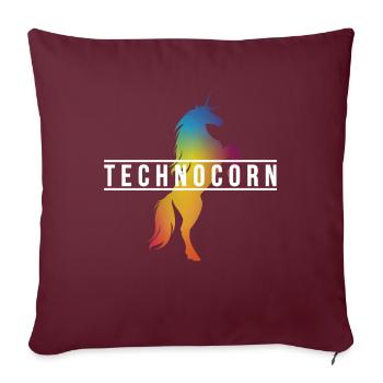 EDM Technocorn Unicorn Festival Musique - Housse de coussin décorative 45 x 45 cm - bordeaux - Devant