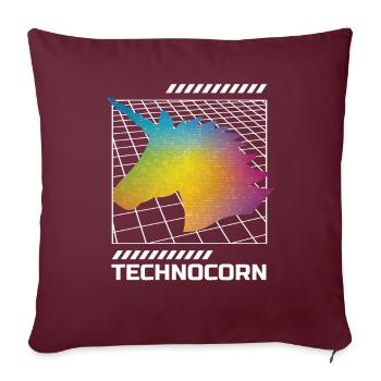 EDM Technocorn Unicorn Festival Musique - Housse de coussin décorative 45 x 45 cm - bordeaux - Devant