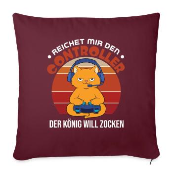 Donnez-moi la manette, le roi veut jouer - Housse de coussin décorative 45 x 45 cm - bordeaux - Devant