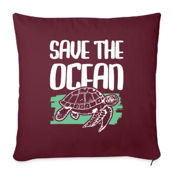 Sauvons la tortue de l’océan - Housse de coussin décorative 45 x 45 cm - bordeaux - Devant