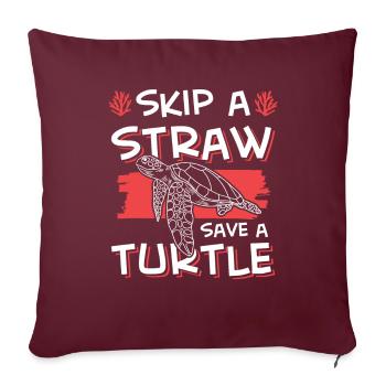 Sauvons la tortue de l’océan - Housse de coussin décorative 45 x 45 cm - bordeaux - Devant