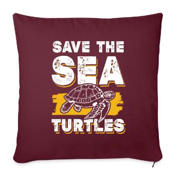 Sauvons la tortue de l’océan - Housse de coussin décorative 45 x 45 cm - bordeaux - Devant
