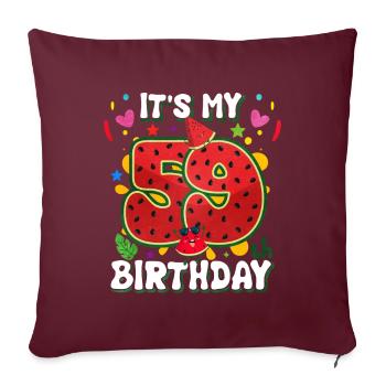 59e anniversaire Pastèque - Housse de coussin décorative 45 x 45 cm - bordeaux - Devant