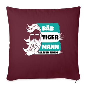 Ours Tigre Homme Barbu Père Fête des Pères - Housse de coussin décorative 45 x 45 cm - bordeaux - Devant