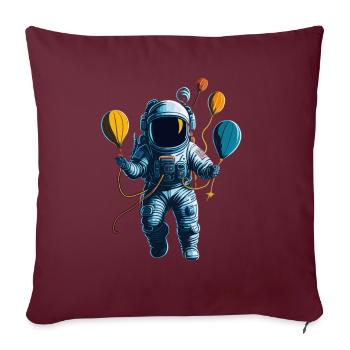 Astronaut with Air Balloons in Space - Sofakissenbezug 45 x 45 cm - Burgunderrot - Vorne