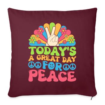 Hippie Frieden Freundlichkeit - Sofakissenbezug 45 x 45 cm - Burgunderrot - Vorne