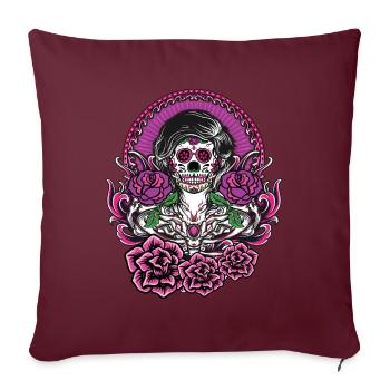 Dia de Los Muertos Tattoo Mexiko - Sofakissenbezug 45 x 45 cm - Burgunderrot - Vorne