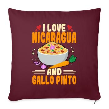 Love Nicaragua Gallo Pinto Cuisine d’Amérique centrale - Housse de coussin décorative 45 x 45 cm - bordeaux - Devant